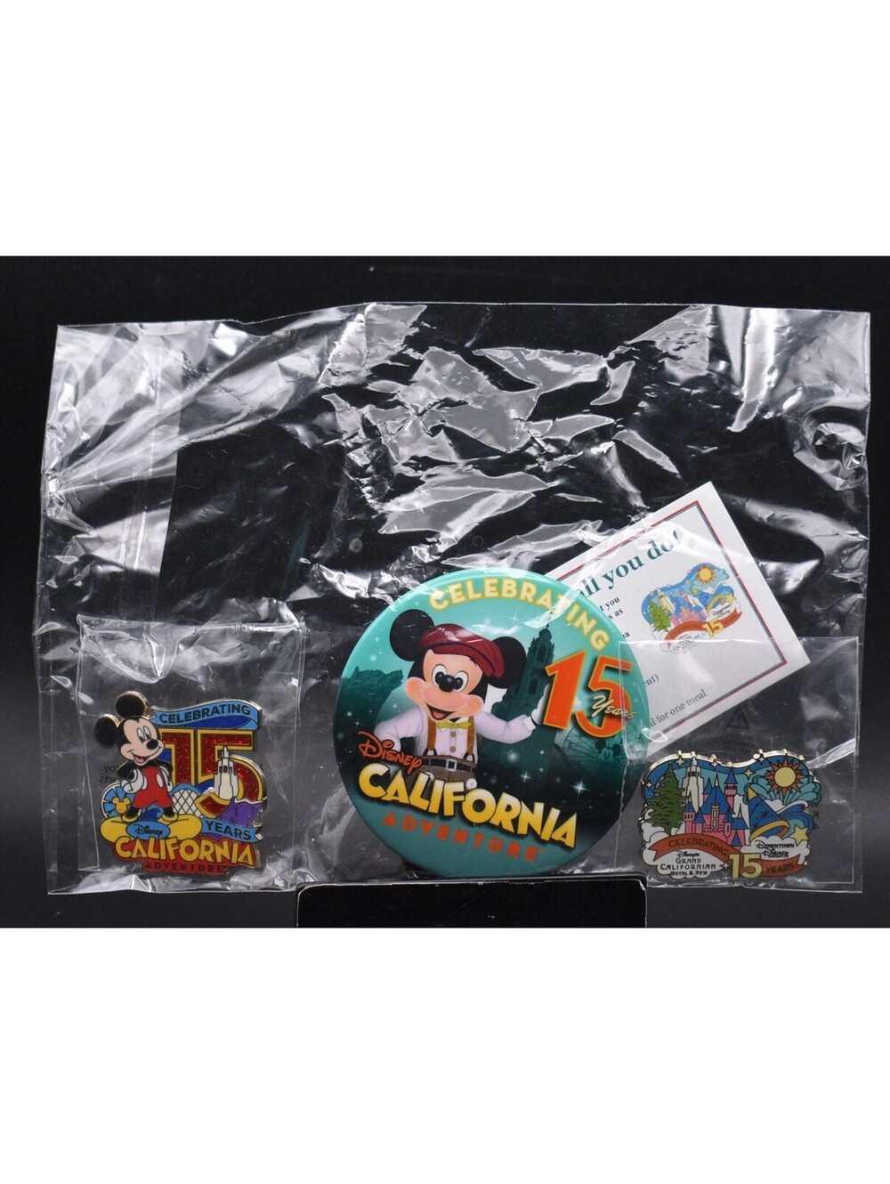 Disney Celebrating 15 Years California Adventure 2 Pin Button Set Cast Member C9